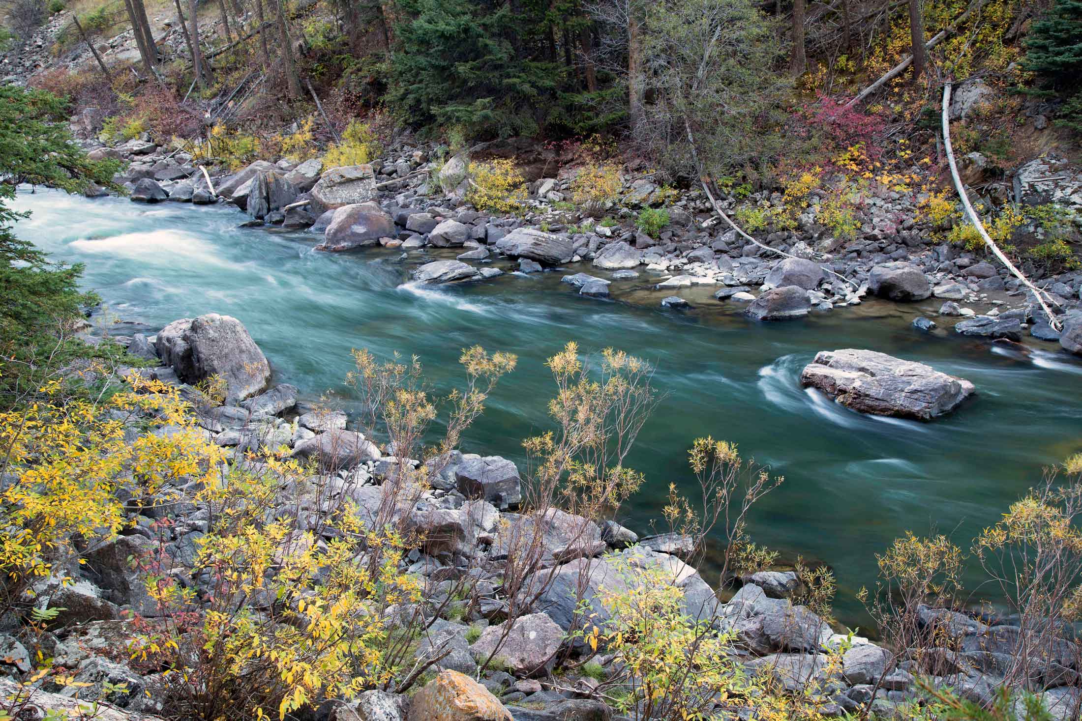 Aerial view of the Gallatin River headwaters